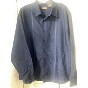 Men's CAFE LUNA Navy Blue Long Sleeve Cabana Beach Wear Shirt Size XL